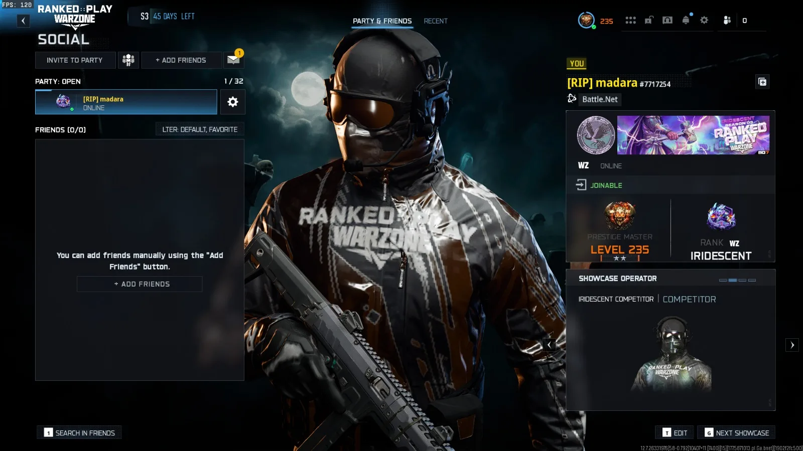 Prestige Master Level 235 (Iridescent Warzone BO6/BO7)