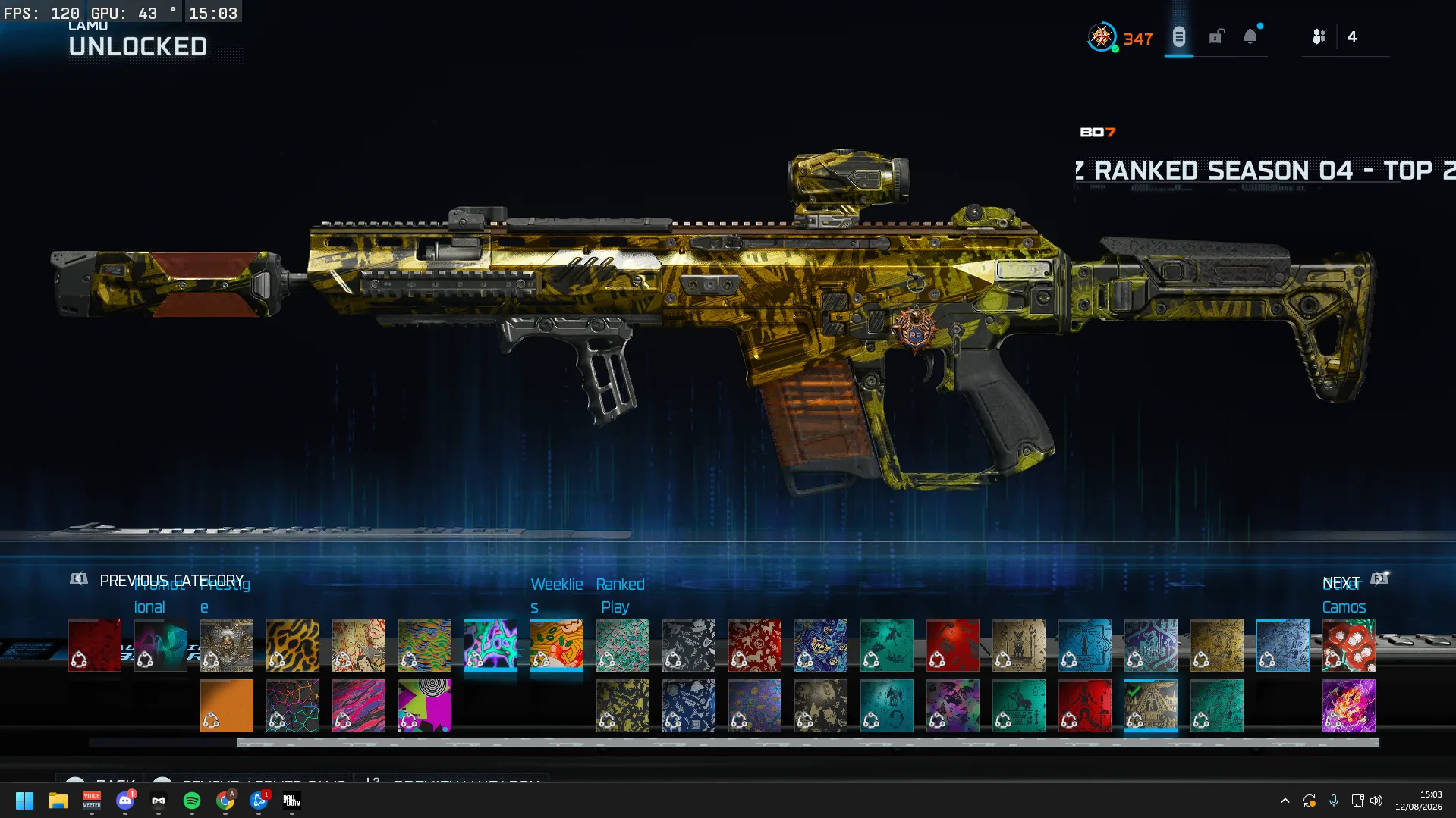 BO7 RANKED ACCOUNT | TOP 250 S4 WZ+ TOP 100 CAMOS | 3× IRIDESCENT - Image 3